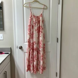 Pink and Cream Floral Print Summer Dress
